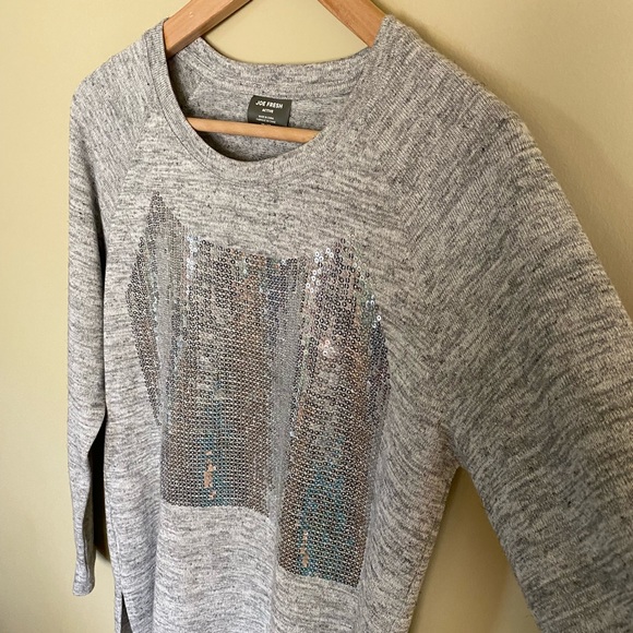 NWOT JOE FRESH Grey Sequinned Sweater✨ - Picture 1 of 8